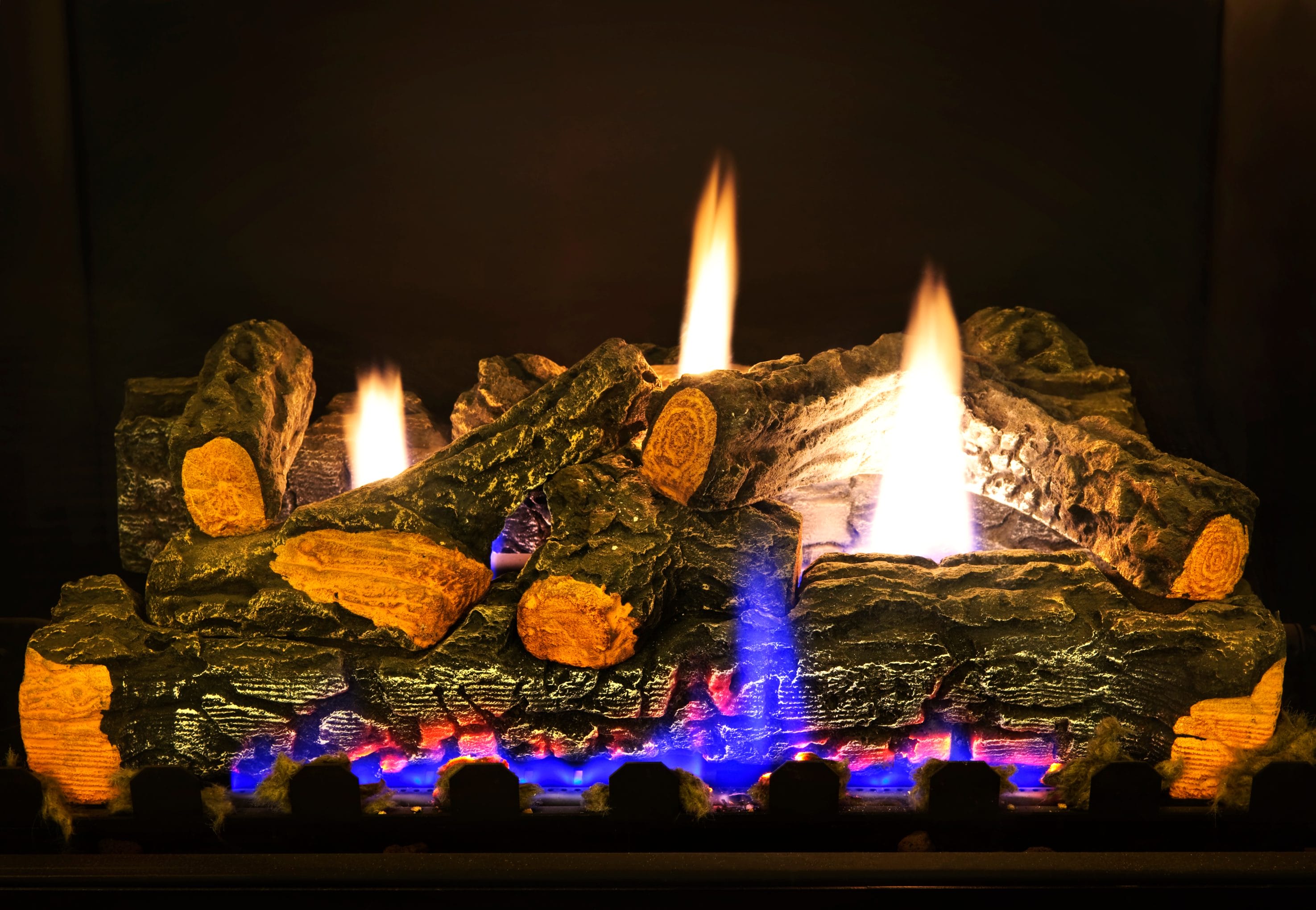 Stock image of a gas log set being used.