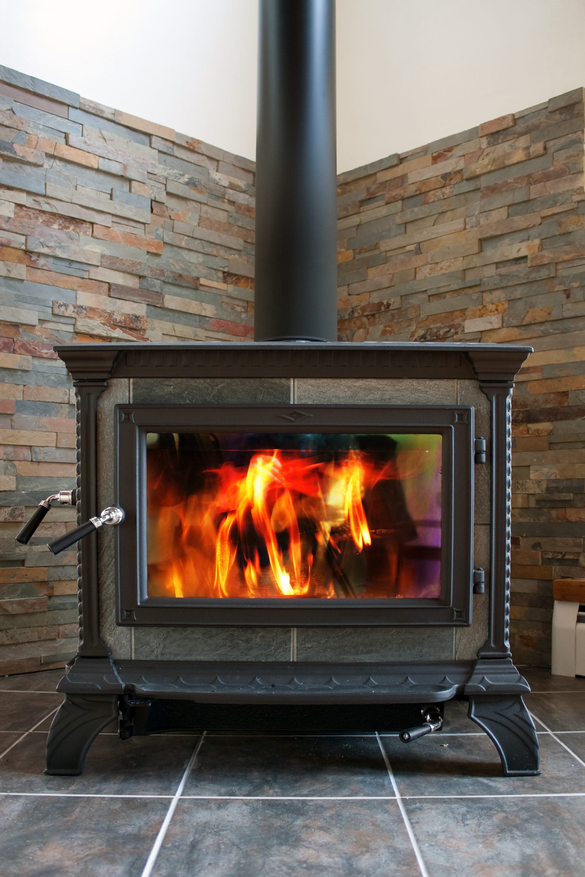 A stock image of a wood stove being used.